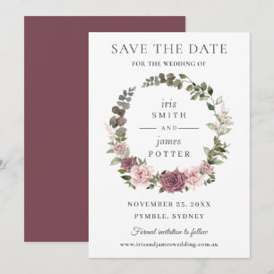 Boho Rosige Zimtrose Florale Grünpflanzen Hochzeit Save The Date