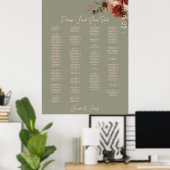 Boho-Rost-Neutrales Herbst-Blumen-Hochzeits-Sitzpl Poster (Heimbüro)