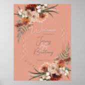 Boho-Rost- und neutrales Herbstblumen-Pfirsich-Ros Poster (Vorne)