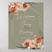 Boho-Rost- und neutrales Herbstblumen-Sage-Grün-Ra Poster (Vorne)