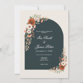 Boho-Rost und Weiße Daisy-Hochzeit Einladung (Vorderseite)