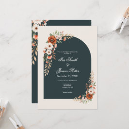 Boho-Rost und Weiße Daisy-Hochzeit Einladung