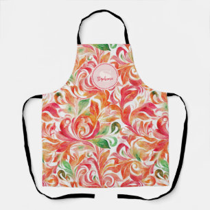 Boho Rot Pink Orange Grün Paisley Blumenmuster Schürze