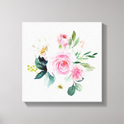 Boho rot Rosa Blumengrün Kinder Canvas Print Leinwanddruck (Vorderseite)