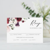 Boho Rot und Lila Wasserfarben Blume Hochzeit RSVP Karte (Stehend Vorderseite)