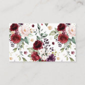 Boho Rot und Lila Wasserfarben Blumengarten Platzkarte (Rückseite)