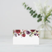 Boho Rot und Lila Wasserfarben Blumengarten Platzkarte (Stehend Vorderseite)