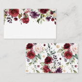 Boho Rot und Lila Wasserfarben Blumengarten Platzkarte (Vorne/Hinten)