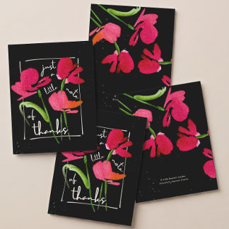 Boho-Rot-Wildblumen-Script Dankeskarten Dankeskarte