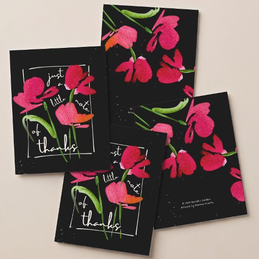 Boho-Rot-Wildblumen-Script Dankeskarten Dankeskarte