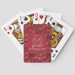 Boho rote Anemonen inspirierte Geburtstagsfeier Spielkarten