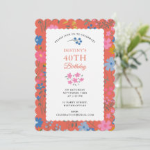 Boho Rote Blumen Wildblumen 40. 50. Geburtstag