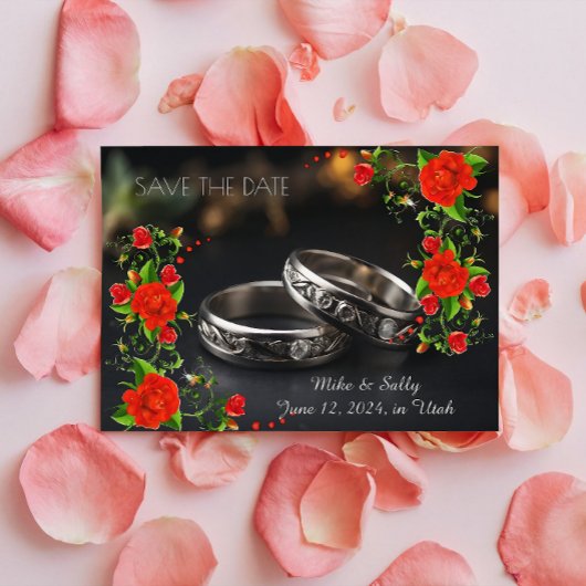 Boho Rote Dekorative Blumen Hochzeit Save The Date