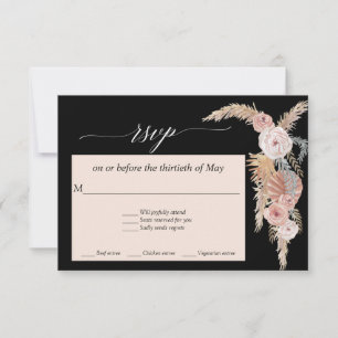 Boho Röte Floral Pampasgras Tropische Palmen Antwo RSVP Karte