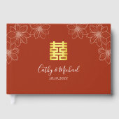 Boho rote moderne Blumenhochzeit in China Gästebuch (Vorderseite)