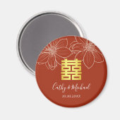 Boho rote moderne Blumenhochzeit in China Magnet (Vorderseite/Rückseite)