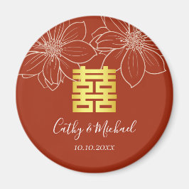 Boho rote moderne Blumenhochzeit in China Magnet