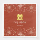 Boho rote moderne Blumenhochzeit in China Serviette (Vorderseite)