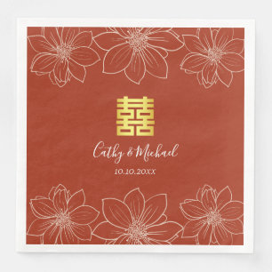 Boho rote moderne Blumenhochzeit in China Serviette