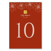 Boho rote moderne Blumenhochzeit in China Tischnummer (Rückseite)