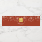 Boho rote moderne Blumenhochzeit in China Wasserflaschenetikett (Einzelnes Label)