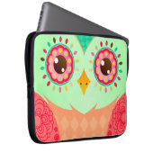 Boho rote u. grüne Eule Laptopschutzhülle (Vorne Rechts)