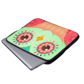 Boho rote u. grüne Eule Laptopschutzhülle (Vorne Knopf)