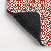 Boho-Rotes Blumen-Damaskus-Nahtloses Musterdesign Mousepad (Ecke)