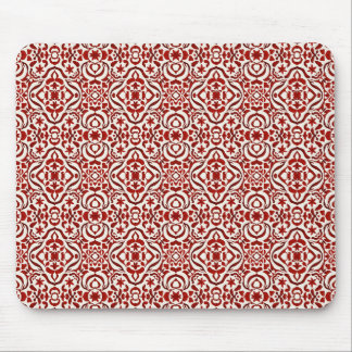 Boho-Rotes Blumen-Damaskus-Nahtloses Musterdesign Mousepad