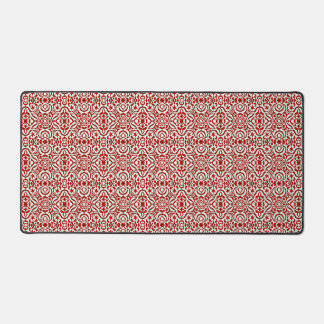 Boho-Rotes Blumen-Damaskus-Nahtloses Musterdesign Schreibtischunterlage