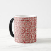 Boho-Rotes Blumen-Damaskus-Nahtloses Musterdesign Verwandlungstasse (Vorderseite Links)