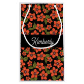 Boho rotes Blumenmuster Geschenktasche Kleine Geschenktüte (Rückseite)