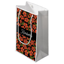 Boho rotes Blumenmuster Geschenktasche