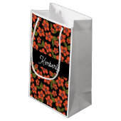 Boho rotes Blumenmuster Geschenktasche Kleine Geschenktüte (Rückseite Schrägansicht)