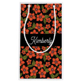Boho rotes Blumenmuster Geschenktasche Kleine Geschenktüte (Vorderseite)