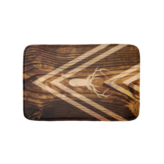 Boho Rotwild auf rustikalem Holz Badematte (Vorderseite)