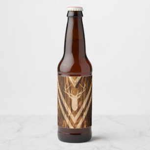 Boho Rotwild auf rustikalem Holz Bierflaschenetikett