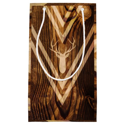 Boho Rotwild auf rustikalem Holz Kleine Geschenktüte (Vorderseite)