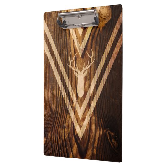 Boho Rotwild auf rustikalem Holz Klemmbrett (Links)