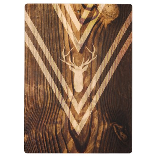 Boho Rotwild auf rustikalem Holz Klemmbrett (Rückseite)