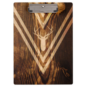 Boho Rotwild auf rustikalem Holz Klemmbrett