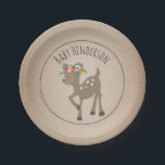 Boho Rotwild-Cardstock inspirierte Pappteller<br><div class="desc">Der Babyduschen-Papier-Teller,  der eine Illustration eines Babyrotwilds trägt eine Blume kennzeichnet,  krönt.  Hintergrund ist der inspirierte Kartenvorrat. Personifizieren Sie den Namen.</div>