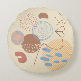 Boho Round Pillow - Earthy & Playful Rundes Kissen
