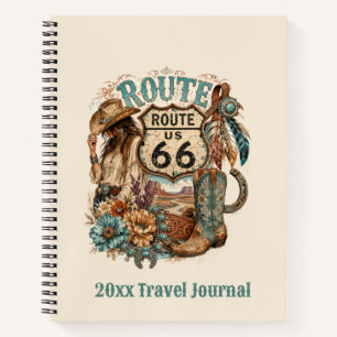 Boho Route 66 Cowgirl Reisejournal Vibe Notizblock
