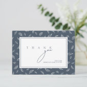 Boho Royal Blue Opulence Blätter Foto Wedding Dankeskarte (Stehend Vorderseite)