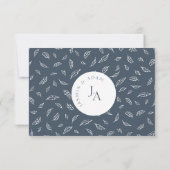 Boho Royal Blue Opulence Blätter Foto Wedding Dankeskarte (Rückseite)