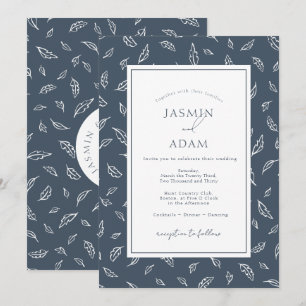 Boho Royal Blue Opulence Blätter Foto Wedding Einladung