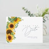 Boho Royal Blue Opulence Sunflower Wedding Save The Date (Stehend Vorderseite)