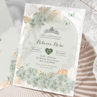 Boho Royal Crown Sage Green Princess Quinceañera