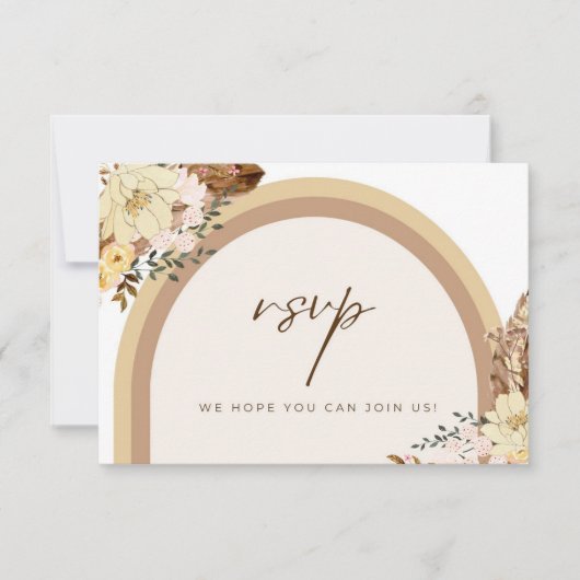 Boho RSVP-Karte Blendneutrale Farbenverschlusskart RSVP Karte (Vorderseite)